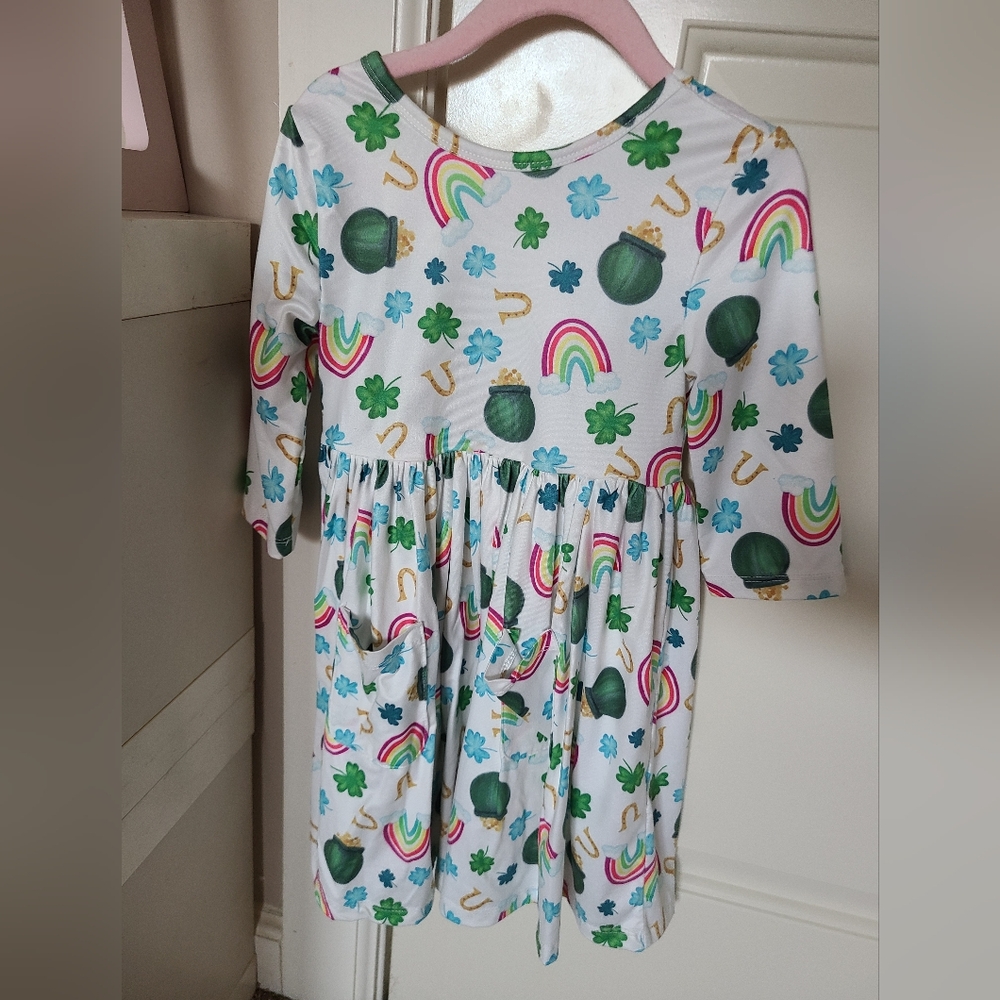 Mila & Rose Luck of the Irish 3/4 Sleeve Pocket Twirl Dress